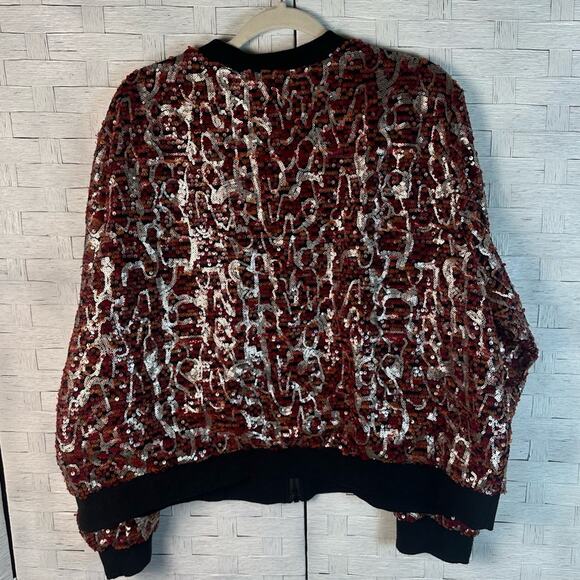 Ashley Stewart sequin bomber jacket, colorful fun evening party plus size - Picture 2 of 8